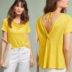 Anthropologie Mauve Small Golden Linen Blouse